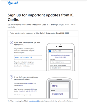 Remind Sign Up